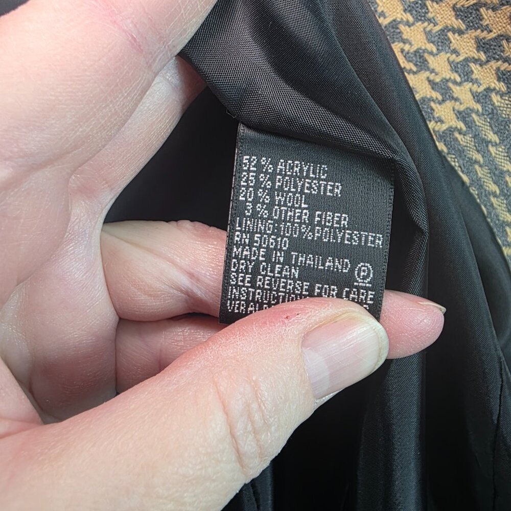 Vintage Kasper Wool Blend Skirt Suit Size 8 Gray & Yellow Plaid Jacket Gray Skir - Picture 9 of 15
